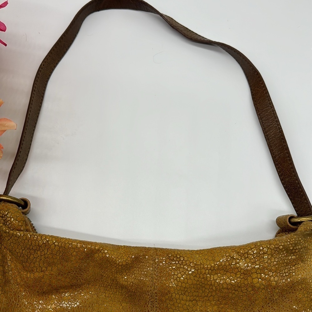 Hobo International Gold Yellow Hobo Bag Snakeskin Pattern with Leather Handle - Picture 3 of 16